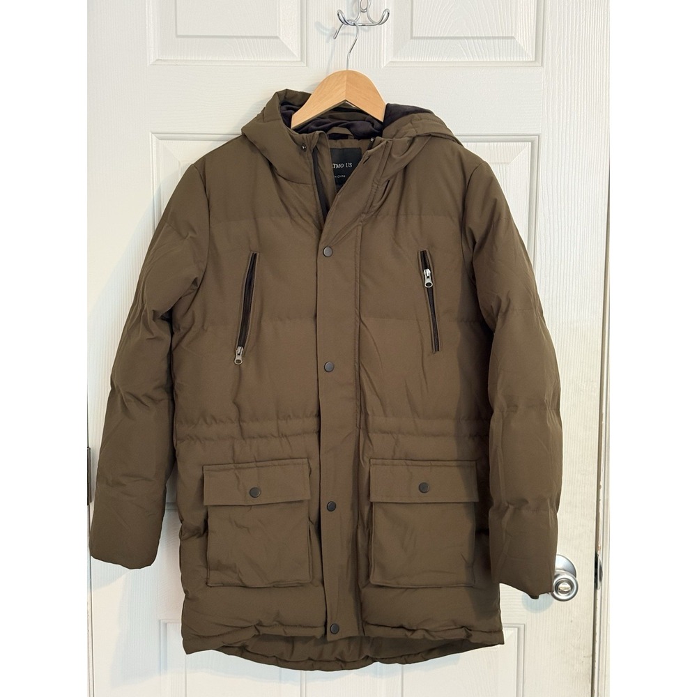 CREATMO US Boys army green Hooded Puffer Jacket Full Zip Pockets 14/16 winter